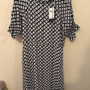 Banana Republic Black and White Geometric Midi Dress